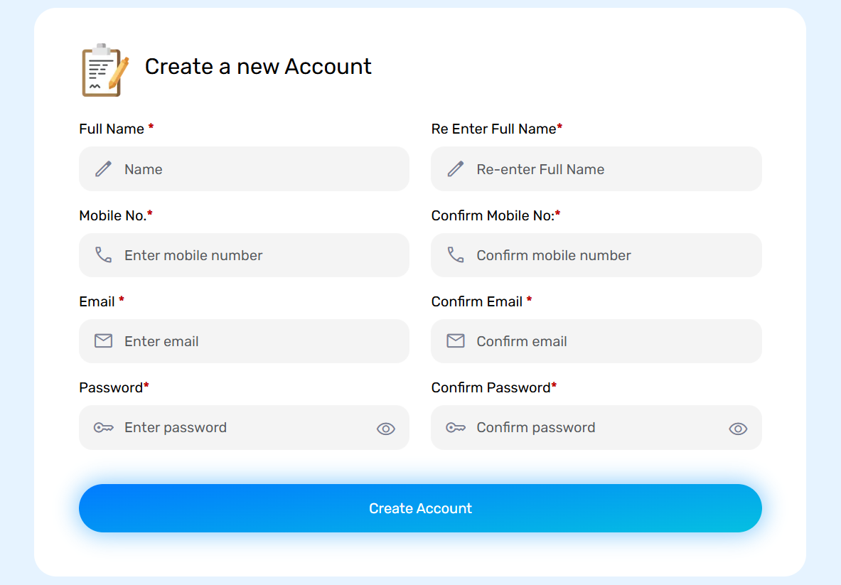 AIIMS NORCET 7 Create A New Account